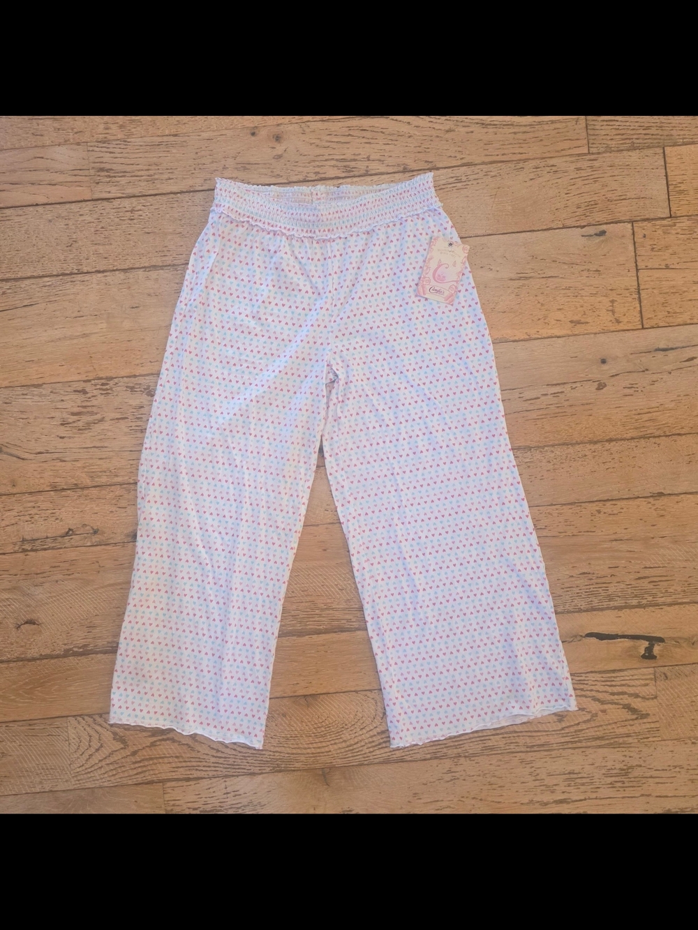 NWT y2k 2000's Vintage Candie's White capri gaucho cropped Heart Pajama Pants